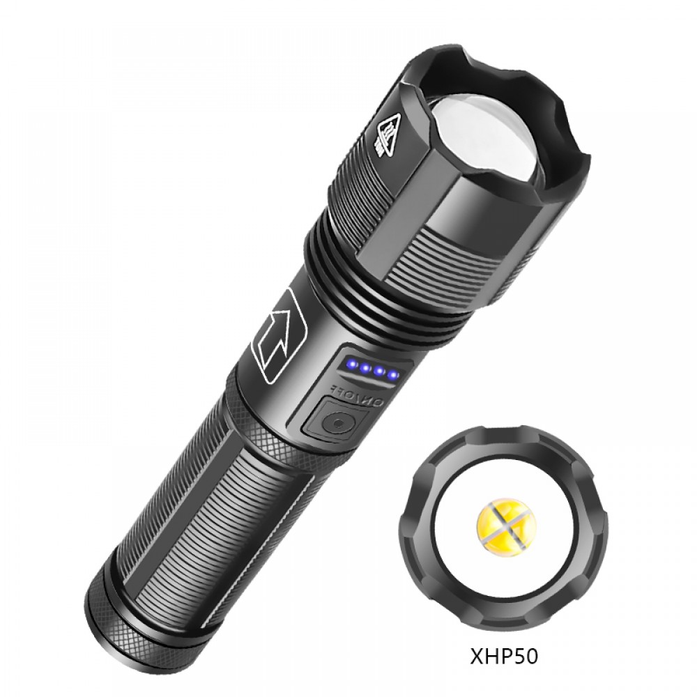 PeakStar PS-1600 Süper Parlak LED Zoomlu 5 Mod Su Geçirmez Profesyonel Şarjlı El Feneri