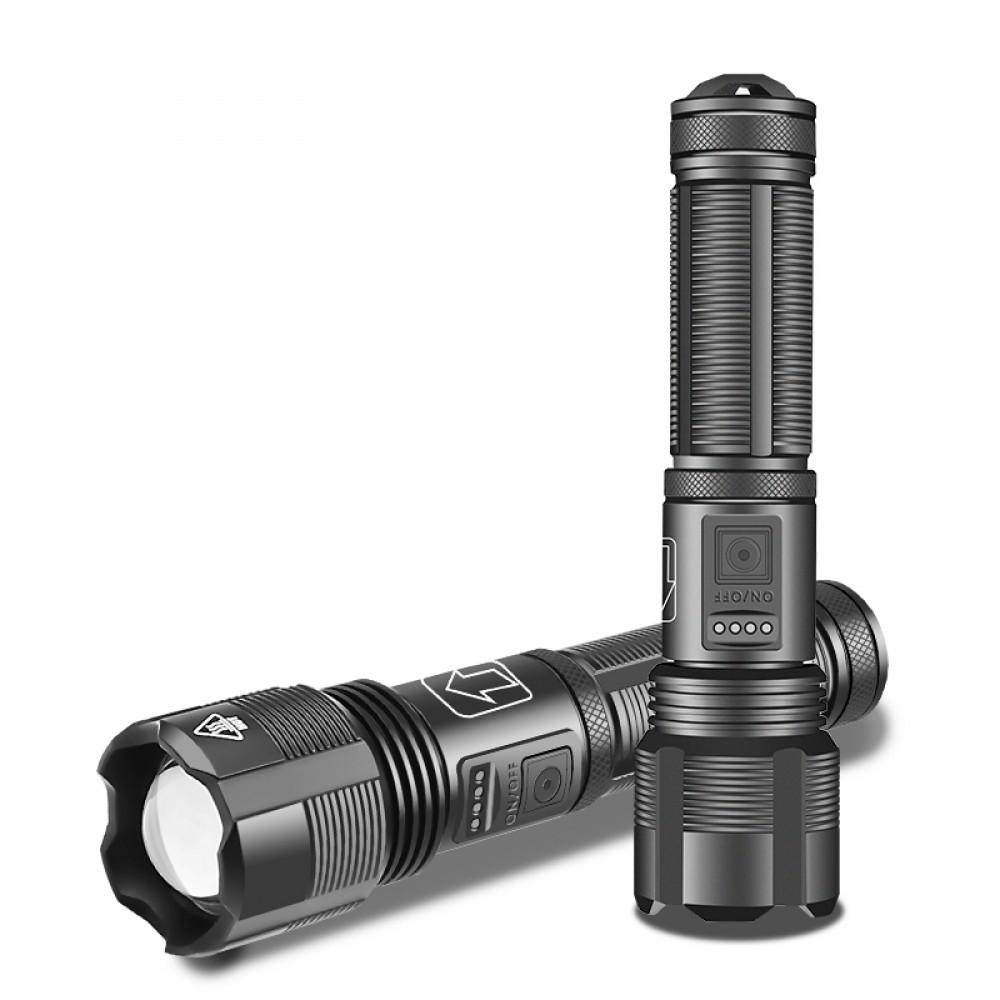 PeakStar PS-1600 Süper Parlak LED Zoomlu 5 Mod Su Geçirmez Profesyonel Şarjlı El Feneri