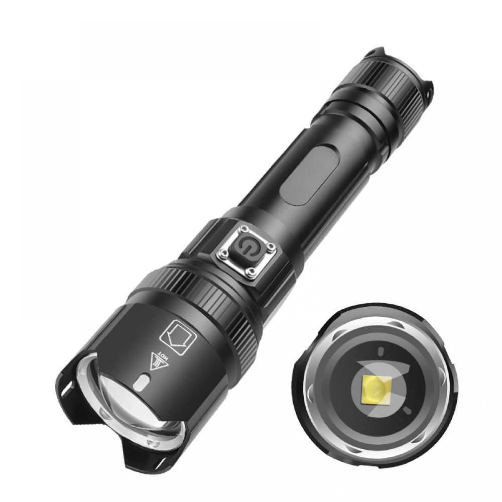 PeakStar PS-1668 Yüksek Güçlü XHP50 LED USB Zoomlu Su Geçirmez Şarjlı El Feneri