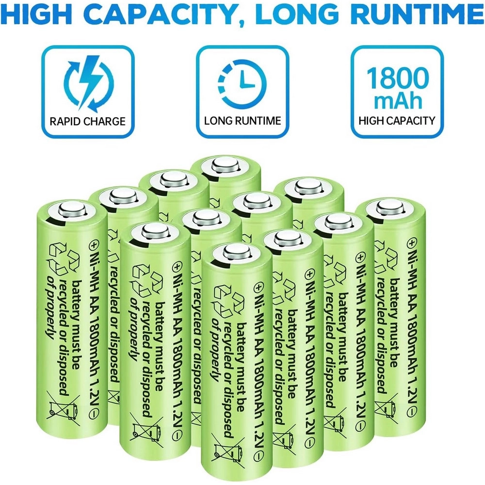 1800 mAh 1.2V AA Ni-Mh Şarj Edilebilir Pil 12 Adet