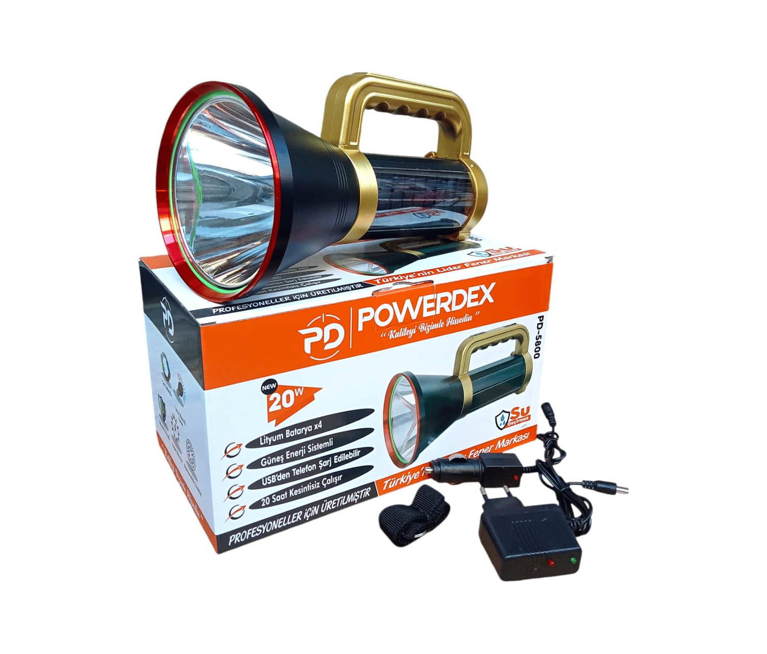 Powerdex PD-5800 20W Şarjlı Güneş Enerjili Spot Fener