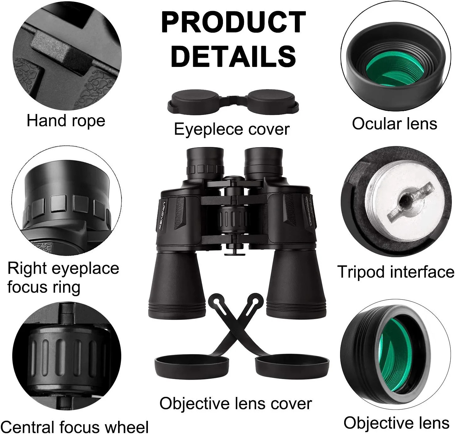 Landview 20x50 Bak-4 Prism Profesyonel Su Geçirmez Dürbün