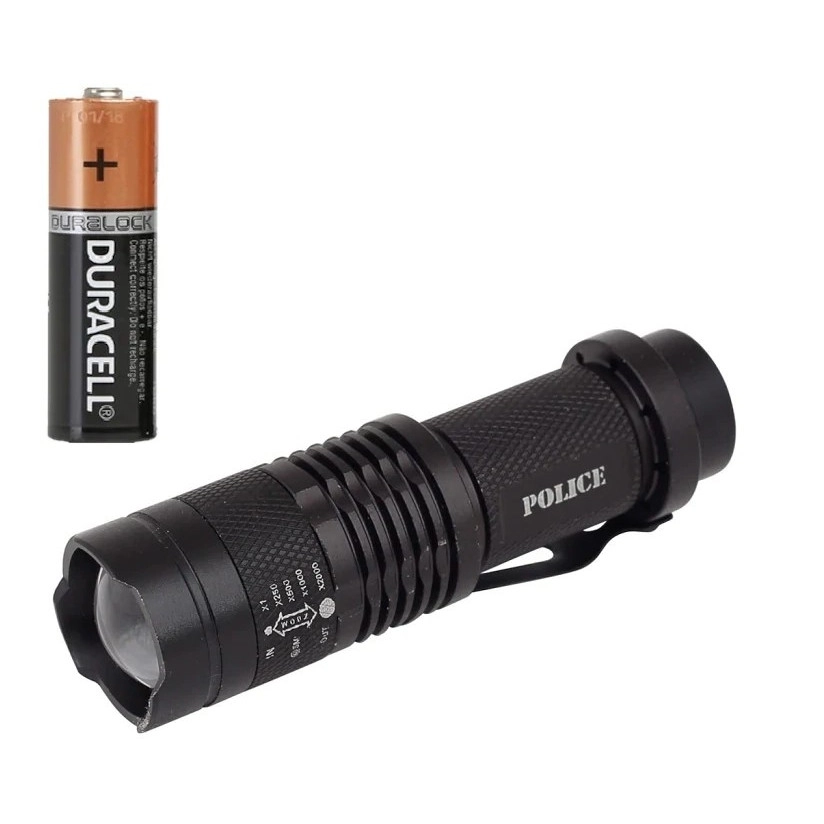 Police Cree Q5 LED Zoomlu Duracell Pilli Mini Feneri