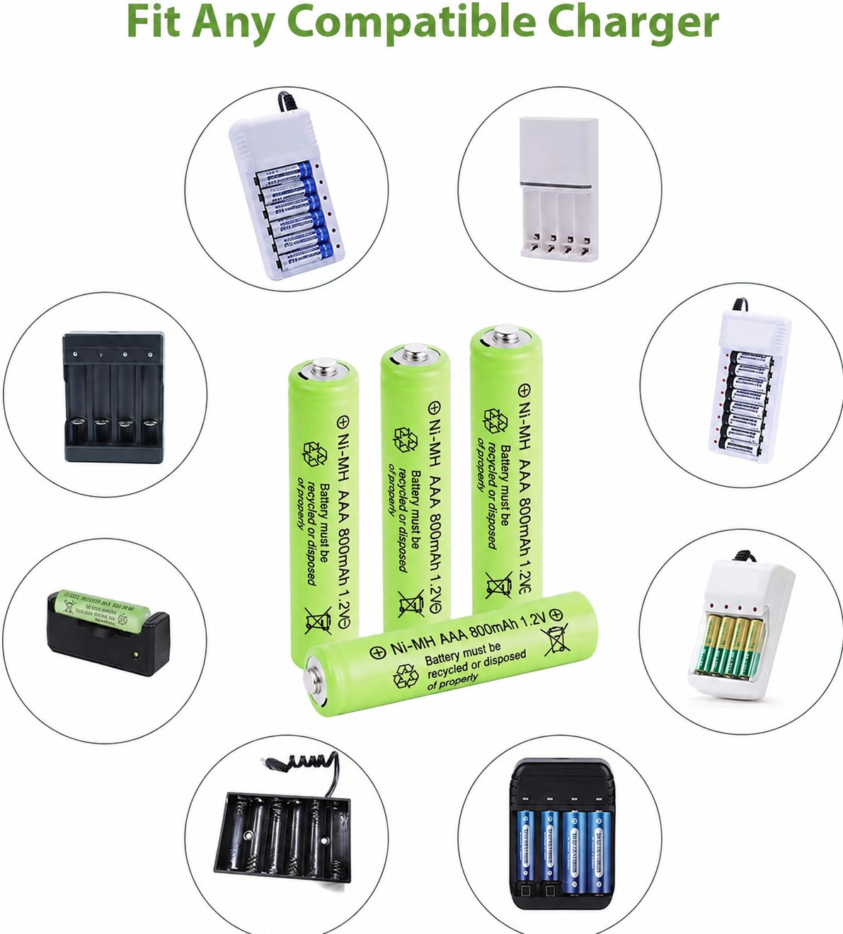 800 mAh 1.2V AAA Ni-Cd Şarj Edilebilir Pil 12 Adet