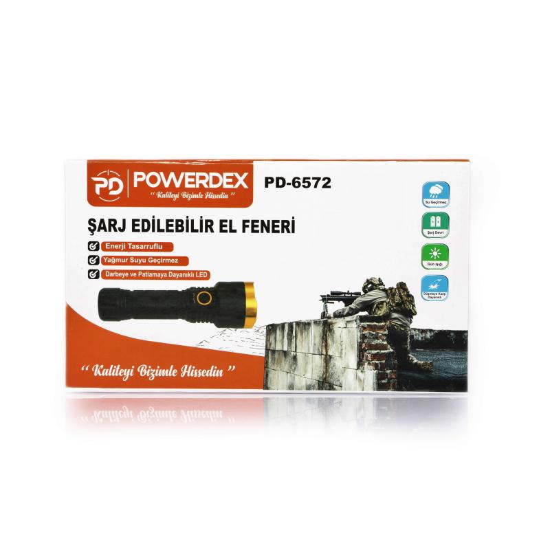 Powerdex PD-6572 Şarjlı Waterprof El Feneri
