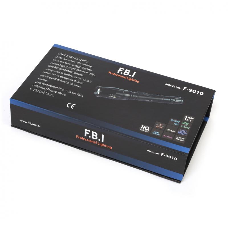 F.B.I F-9010 20W LED Su Geçirmez Taktik Aparatlı Şarjlı El Feneri