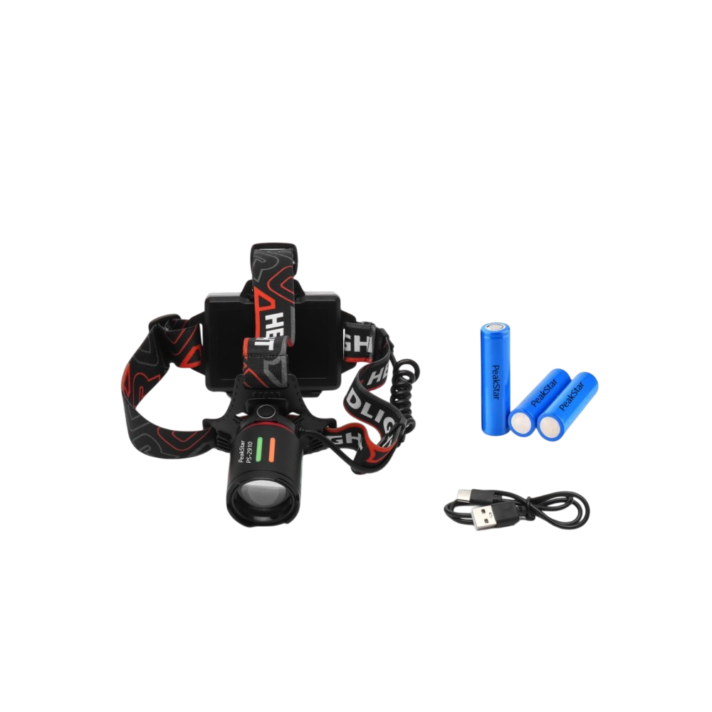 PeakStar PS-2910 Şarjlı Profesyonel Zoomlu Kamp Avcı Balıkçı Kafa Lambası Feneri