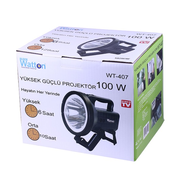 Watton WT-407 100Watt Yüksek Güçlü Projektör Fener