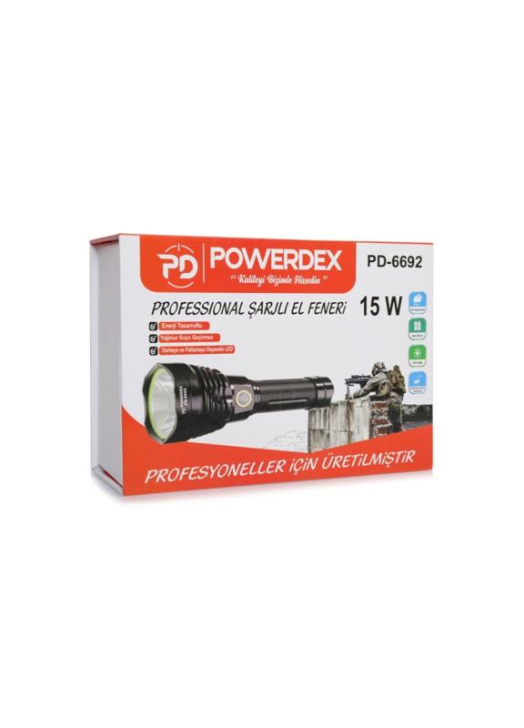 Powerdex%20PD-6692%2015Watt%20Süper%20LED%20Profesyonel%20Şarjlı%20El%20Feneri