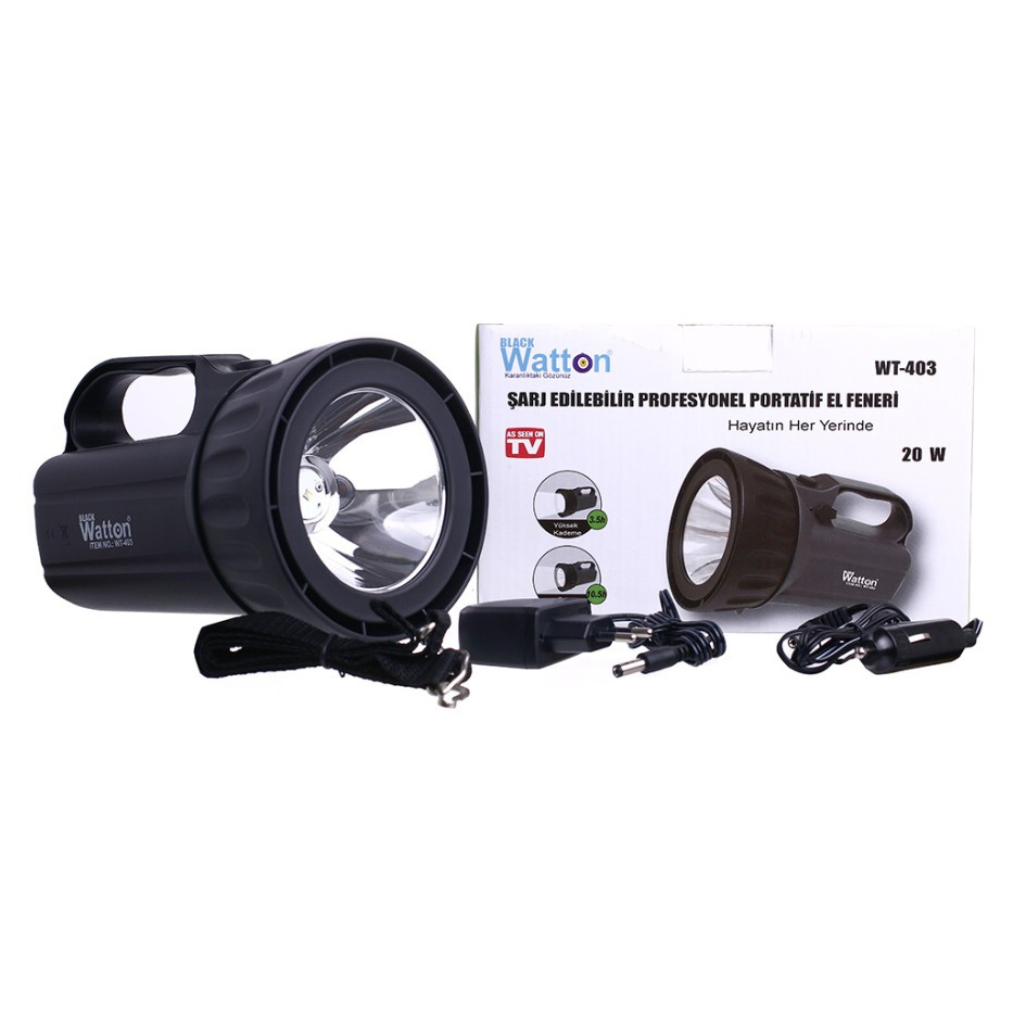 Watton WT-403 Profesyonel Portatif Şarj Edilebilir Spot El Feneri