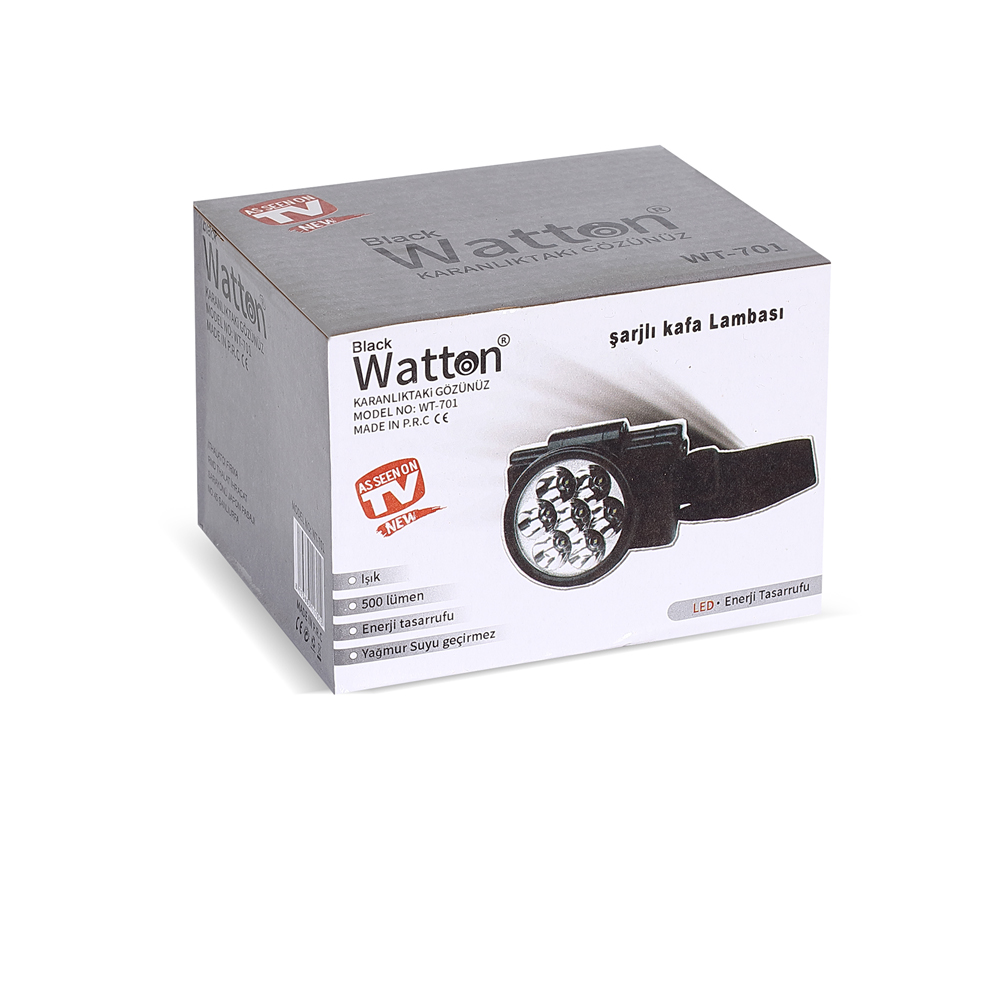 Watton WT-701 7 Ledli Şarjlı Baret Feneri