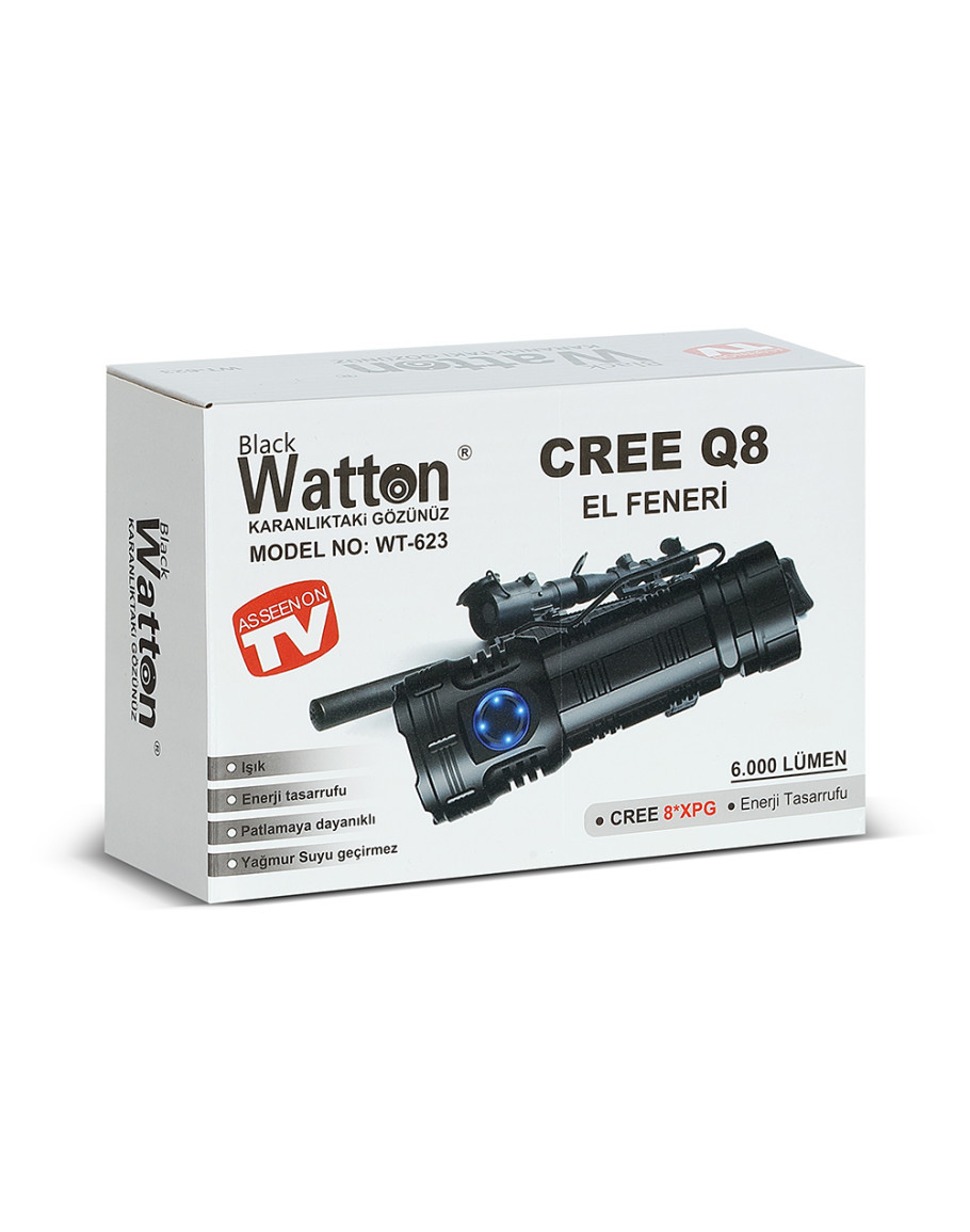 WATTON WT-623 CREE Q8- XPG 8+1 Led Şarjlı El Feneri