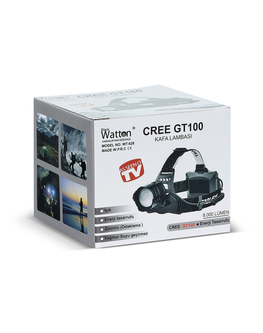 WATTON WT-628 GT100 Led Şarjlı Kafa Feneri 8000 Lümen