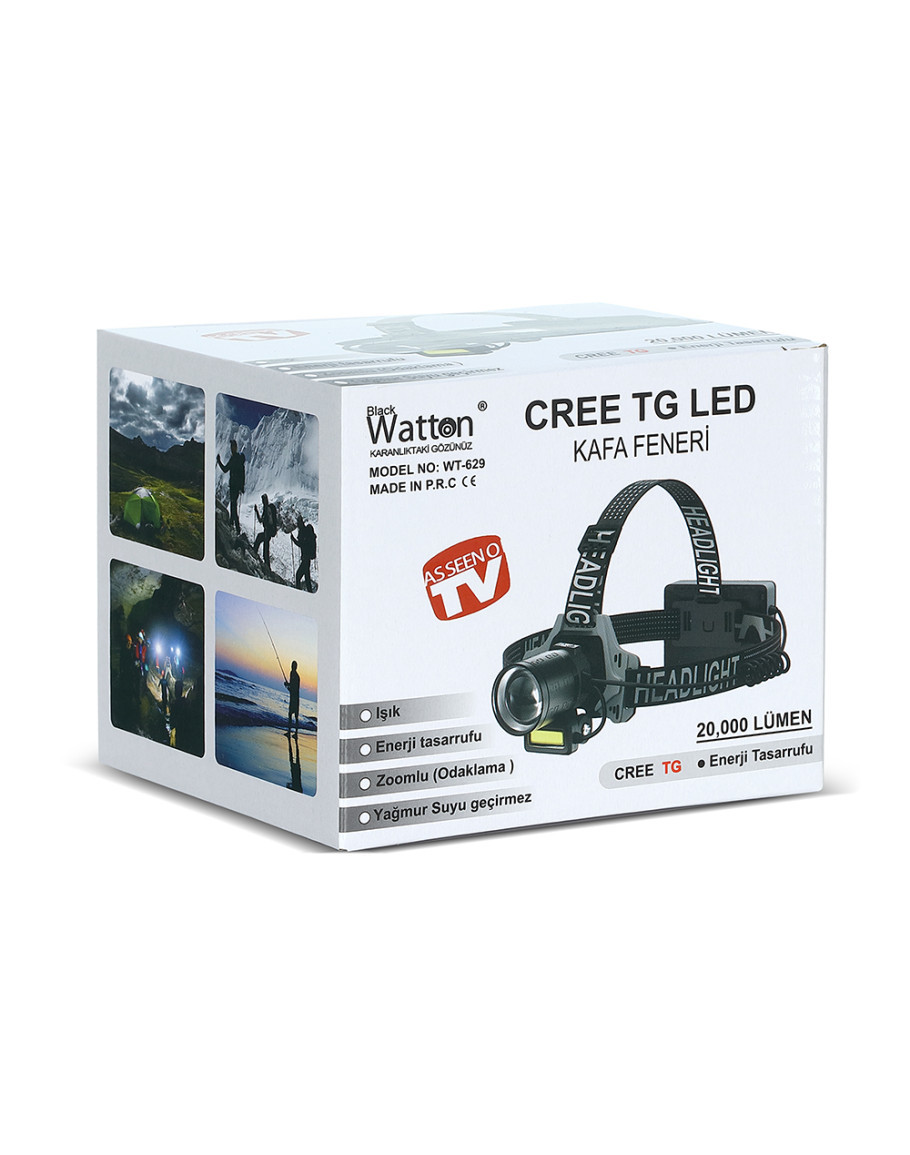WATTON WT-629 CREE TG 20,000 Lümen Şarjlı Kafa Feneri