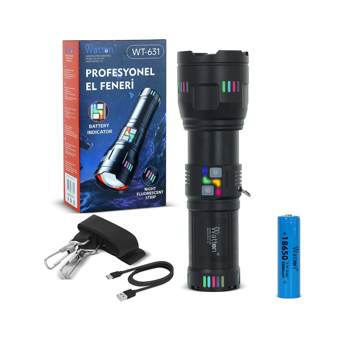 Watton WT-631 Lazer Etkili Profesyonel El Feneri - 30.000 Lümen