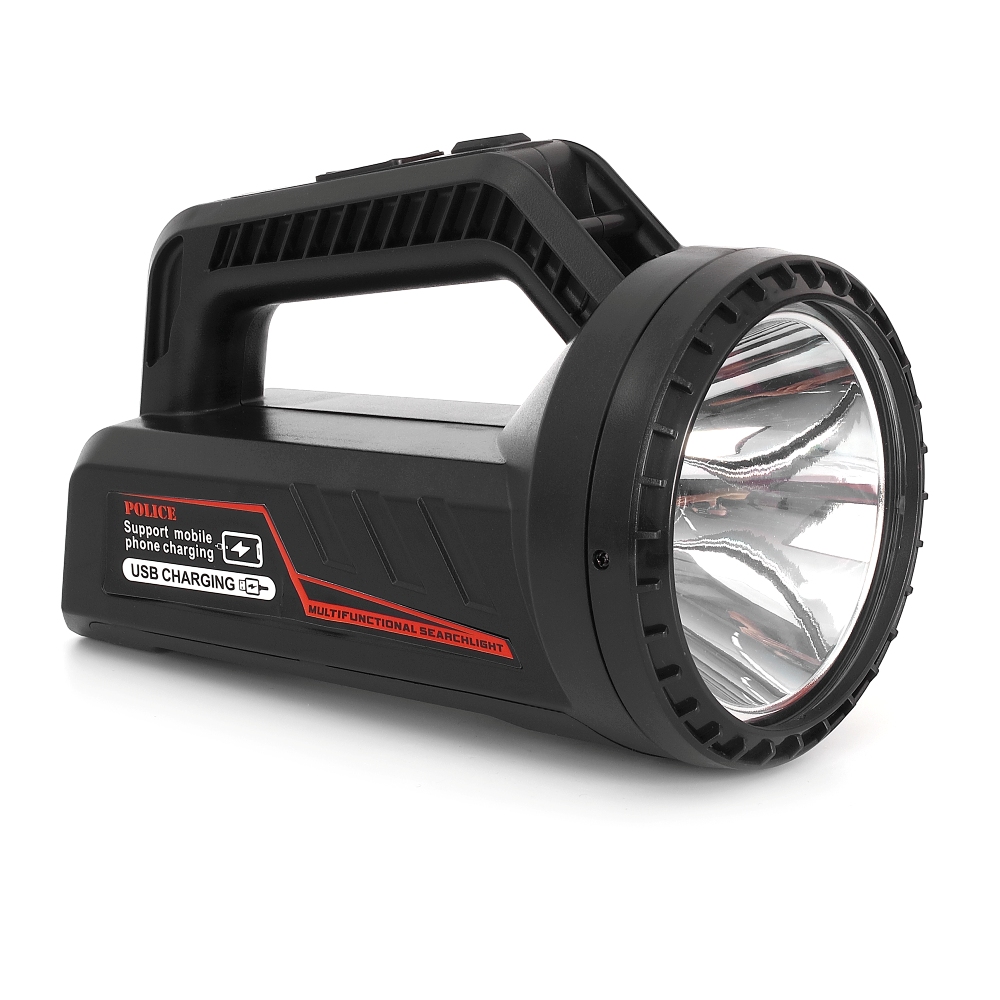 Police PS-383 Şarjlı Spot Fener Kırmızı İkaz Işıklı 19 cm