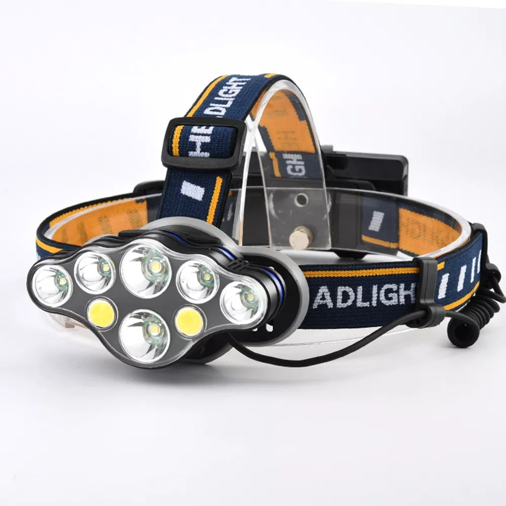 PeakStar PS-888 Güçlü USB Şarj Edilebilir Profesyonel 8 Mod 6000 Lümen 8 LED Su Geçirmez Kafa Feneri