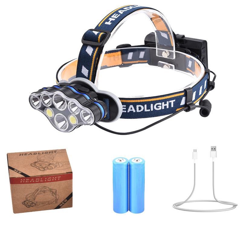 PeakStar PS-888 Güçlü USB Şarj Edilebilir Profesyonel 8 Mod 6000 Lümen 8 LED Su Geçirmez Kafa Feneri