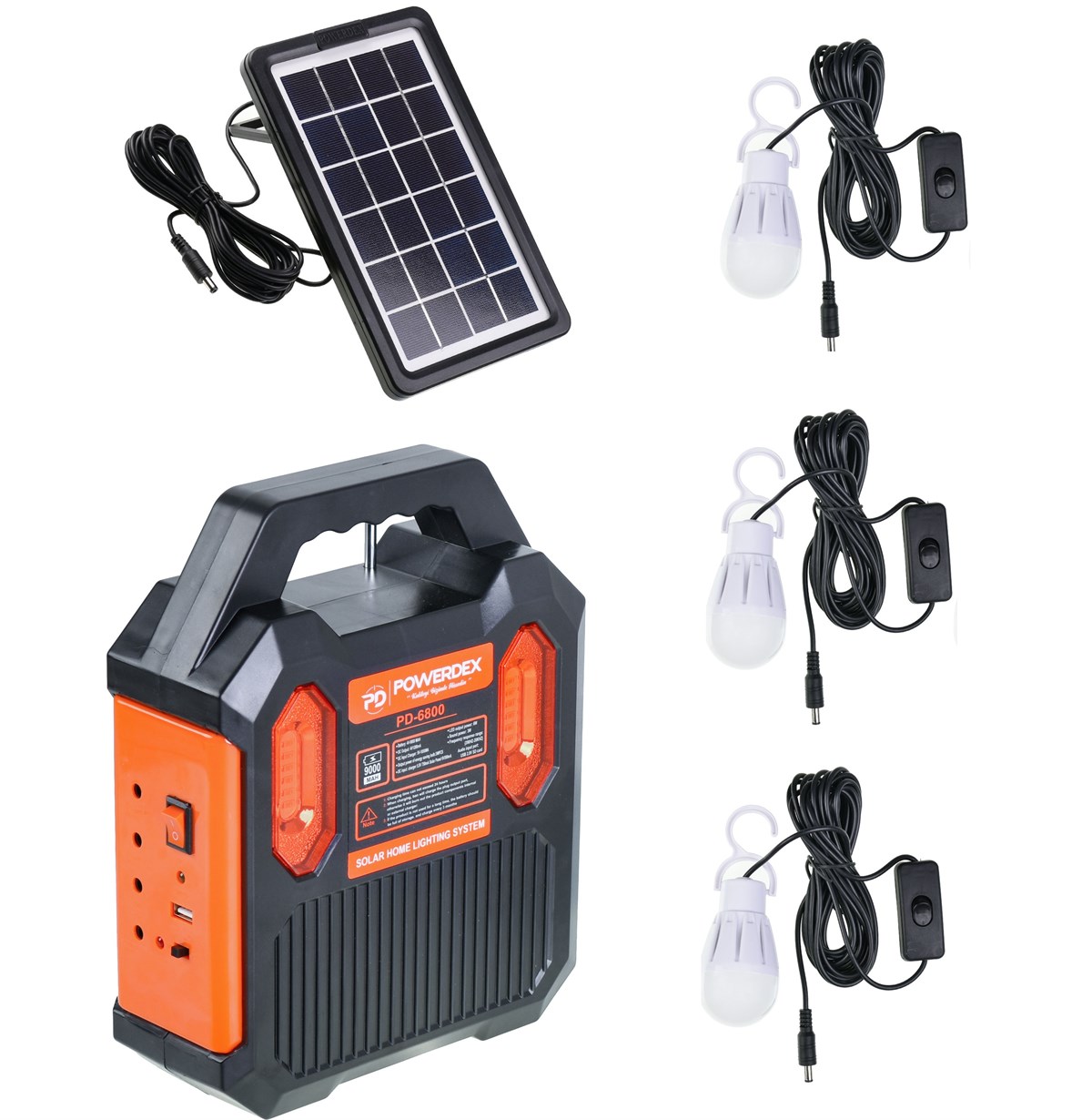Powerdex PD-6800 FM USB Bluetooth’lu Güneş Enerji Solar Aydınlatma Sistemi