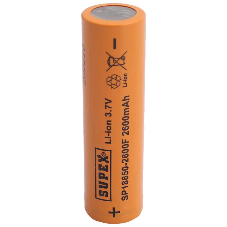 Supex SP18650-2600F 3.7V 18650 Model 2600mAh 10A Deşarj Akımı Li-İon Düz Kafa Pil