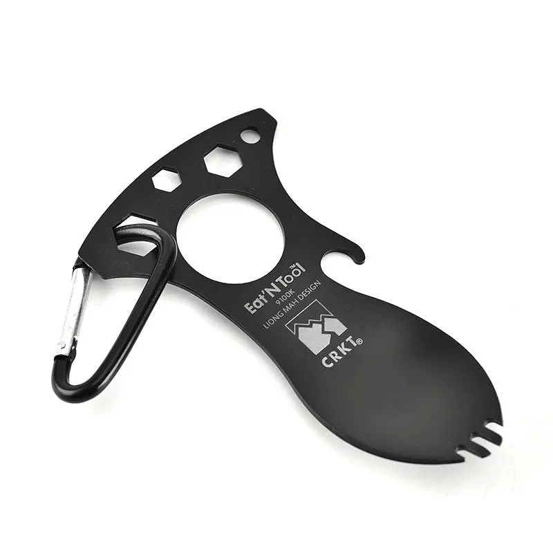 CRKT 9100K Eat’N Tool Karabina Çok Fonksiyonlu Karabina Tornavida Lokma Açacak Çatal Kaşık