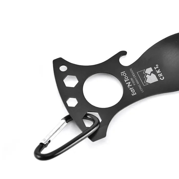 CRKT 9100K Eat’N Tool Karabina Çok Fonksiyonlu Karabina Tornavida Lokma Açacak Çatal Kaşık