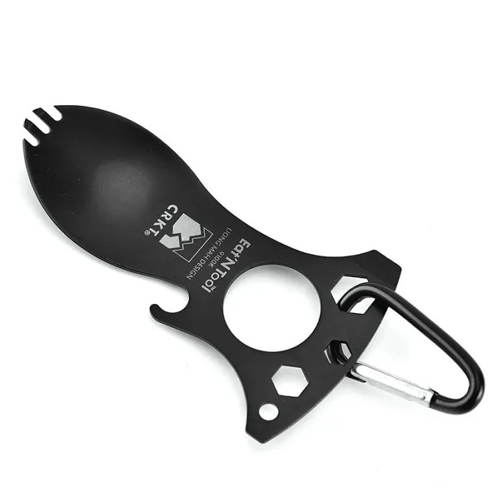 CRKT 9100K Eat’N Tool Karabina Çok Fonksiyonlu Karabina Tornavida Lokma Açacak Çatal Kaşık