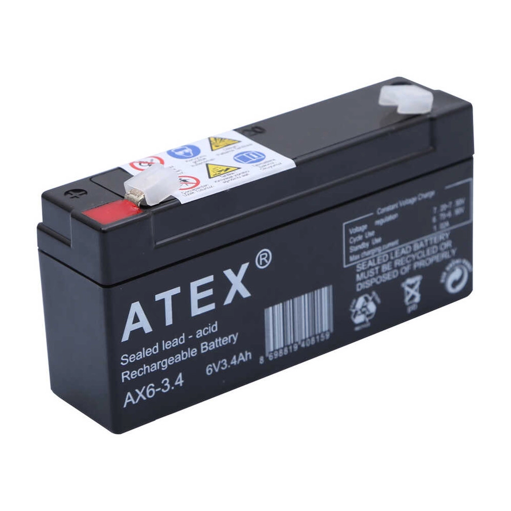 Atex AX6-3.4 6V 3.4Ah Yatay Akü
