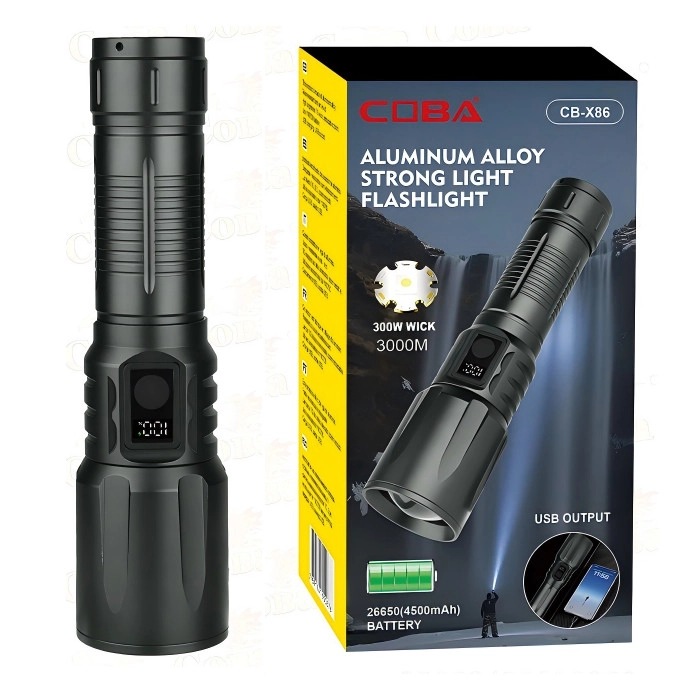 Bedotech BD-13 15W TG LED Alüminyum Alaşımlı Zoomlu Type-C Dijital Göstergeli Şarjlı El Feneri