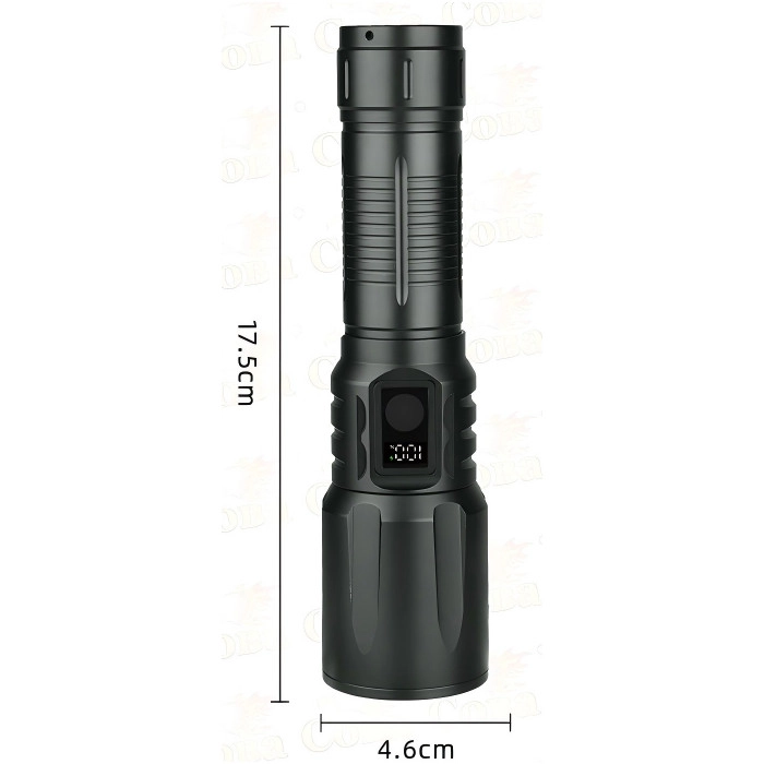 Bedotech BD-13 15W TG LED Alüminyum Alaşımlı Zoomlu Type-C Dijital Göstergeli Şarjlı El Feneri