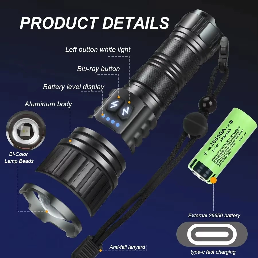 Bedotech BD-14 10W TG LED Alüminyum Alaşımlı Zoomlu Type-C Şarjlı El Feneri