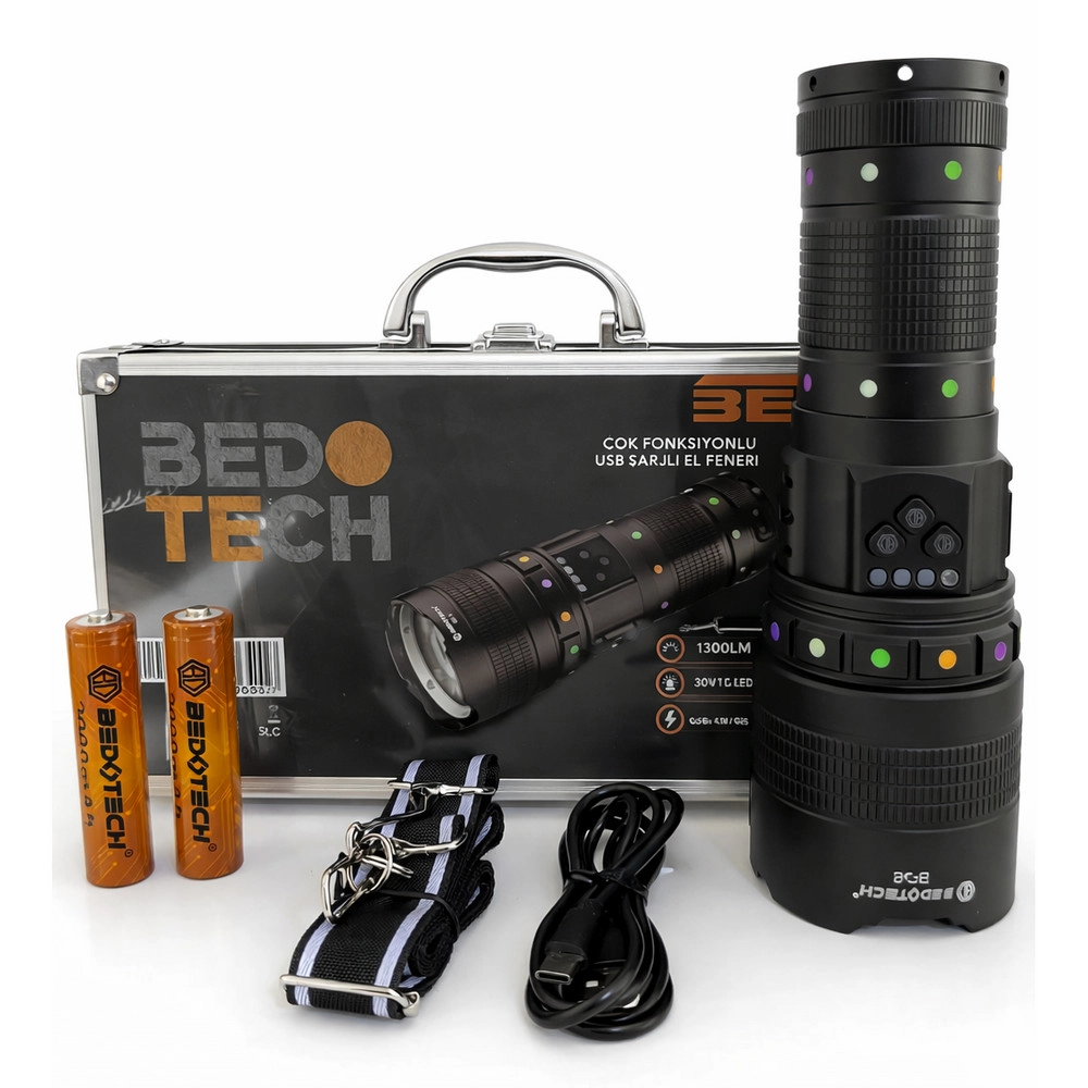 Bedotech BD-2 30W TG LED Alüminyum Alaşımlı Zoomlu Type-C Şarjlı El Feneri