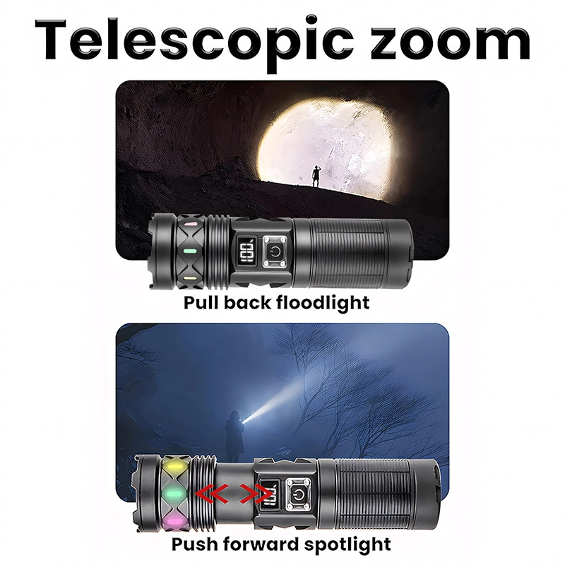 Bedotech BD-5 30W TG LED Alüminyum Alaşımlı Zoomlu Type-C Dijital Göstergeli Şarjlı El Feneri