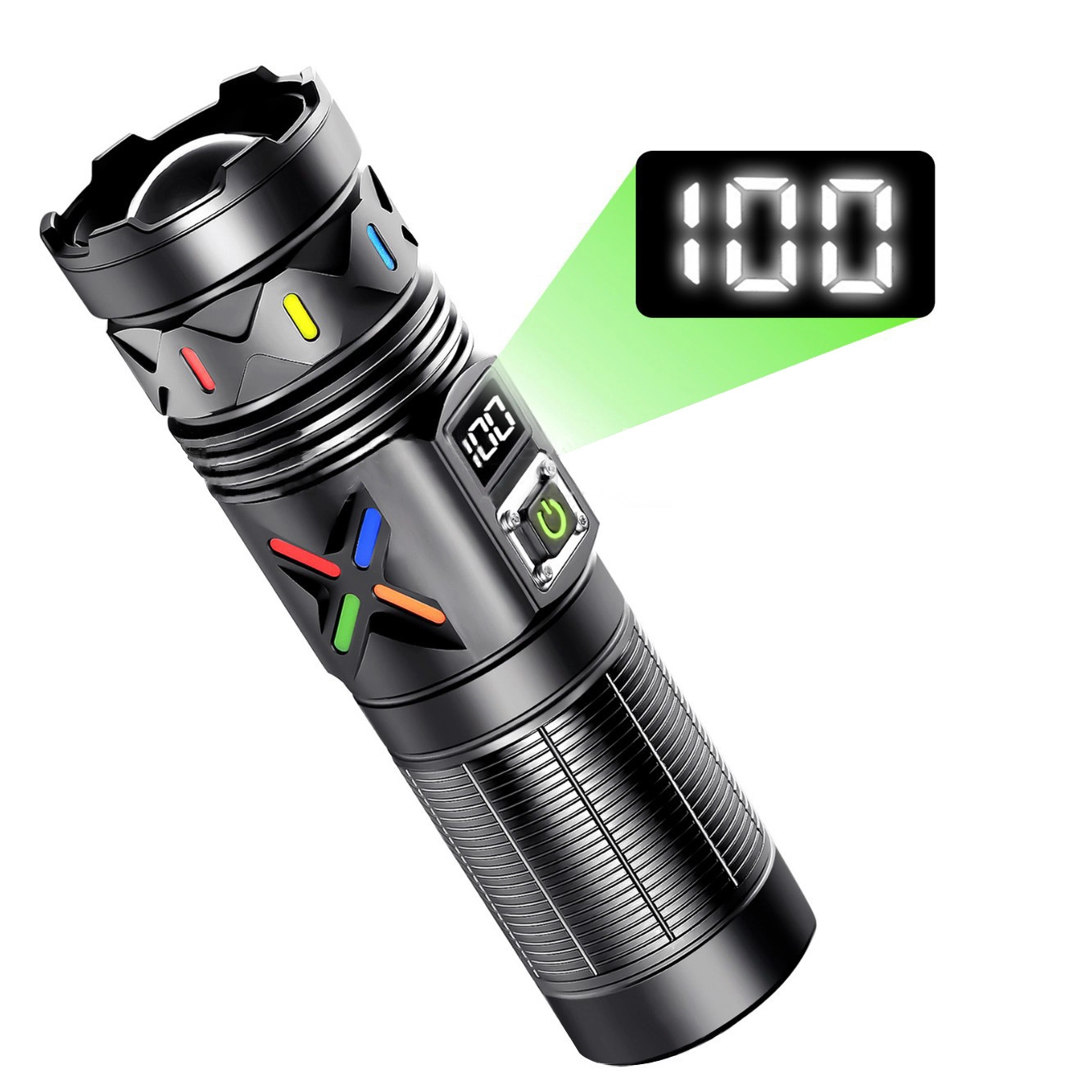 Bedotech BD-5 30W TG LED Alüminyum Alaşımlı Zoomlu Type-C Dijital Göstergeli Şarjlı El Feneri