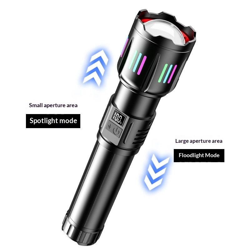 Bedotech BD-5501 50W TG LED Alüminyum Alaşımlı Zoomlu Dijital GÖstergeli Type-C Şarjlı El Feneri