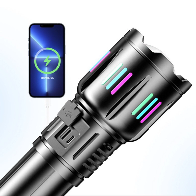 Bedotech BD-5501 50W TG LED Alüminyum Alaşımlı Zoomlu Dijital GÖstergeli Type-C Şarjlı El Feneri