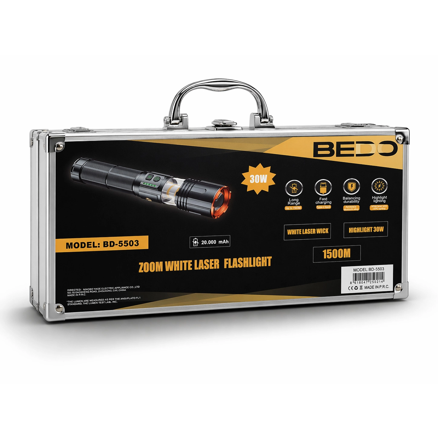 Bedotech BD-5503 30W TG LED Alüminyum Alaşımlı Zoomlu Type-C Şarjlı El Feneri