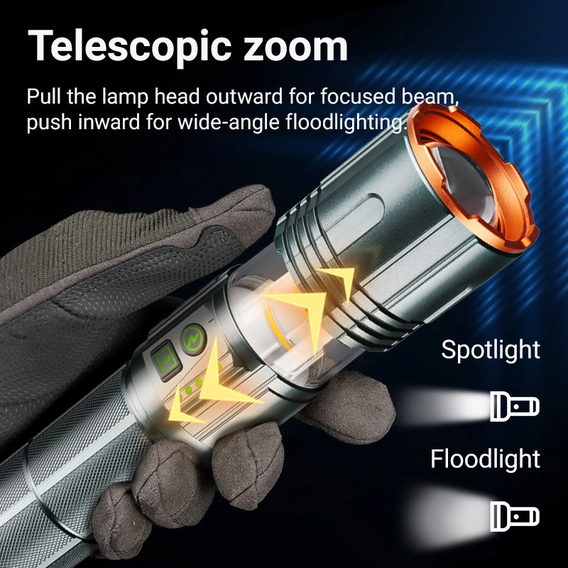 Bedotech BD-5503 30W TG LED Alüminyum Alaşımlı Zoomlu Type-C Şarjlı El Feneri