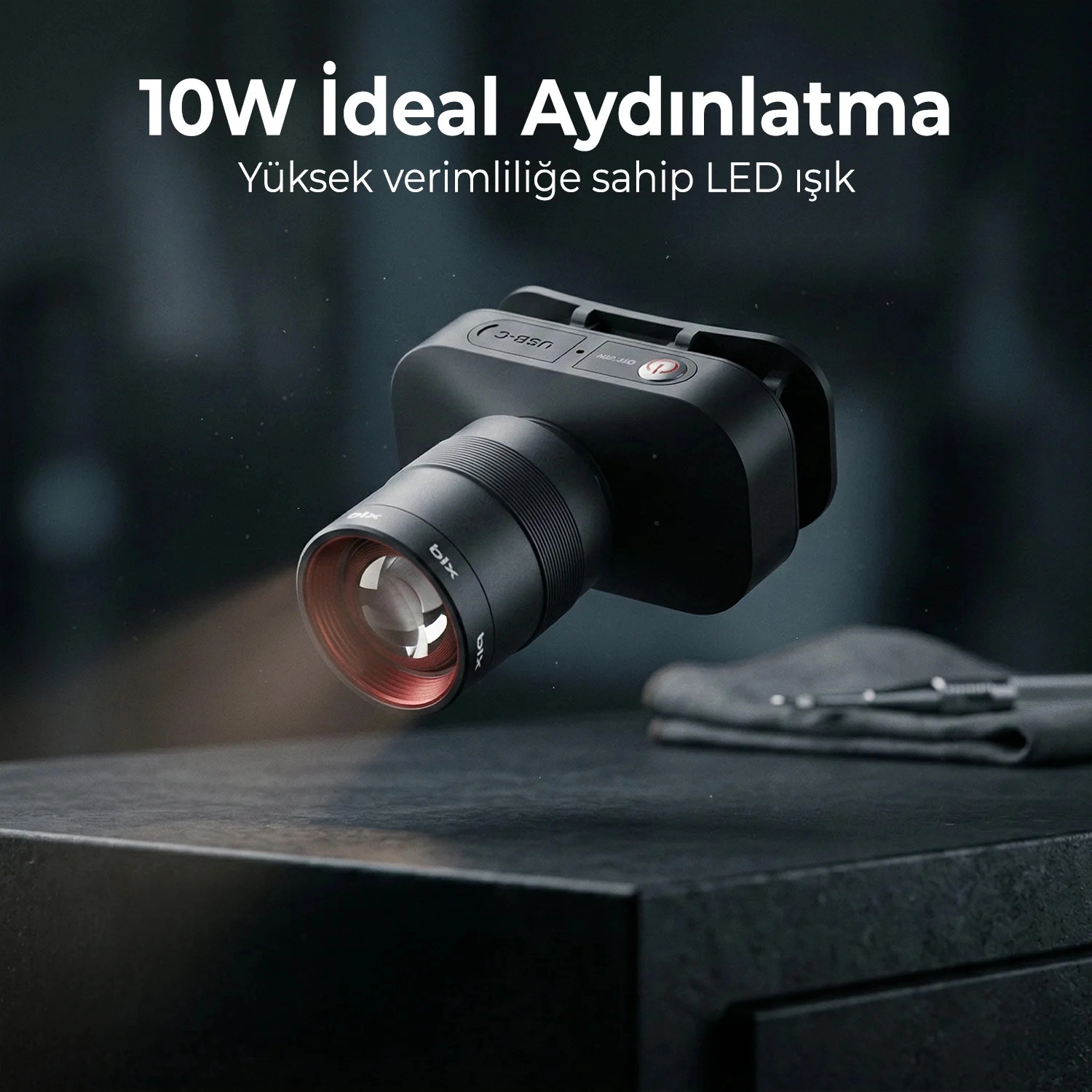 Bix BXT1FL Şarj Edilebilir 10W 750 Lümen 2500 mAh 4 Işık Modlu Zooming Özellikli LED Kafa Feneri