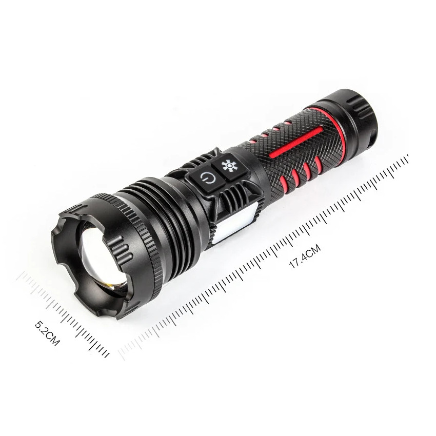 Boruit BR-6800 Zoomlu 30Watt COB Led 8 Fonksiyonlu Type-C Şarj Edilebilir El Feneri