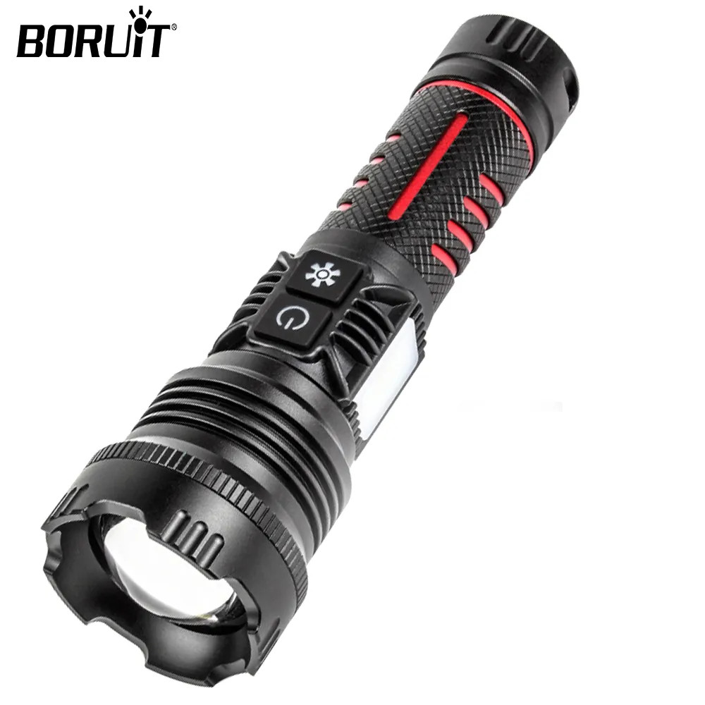 Boruit BR-6800 Zoomlu 30Watt COB Led 8 Fonksiyonlu Type-C Şarj Edilebilir El Feneri