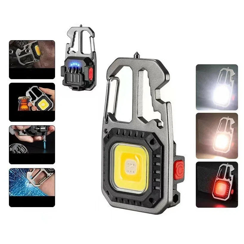 Bright W5138 Tornavida Şişe Açacağı Cam Kıracaklı Type-C Şarjlı Kamp ve Anahtarlık Feneri