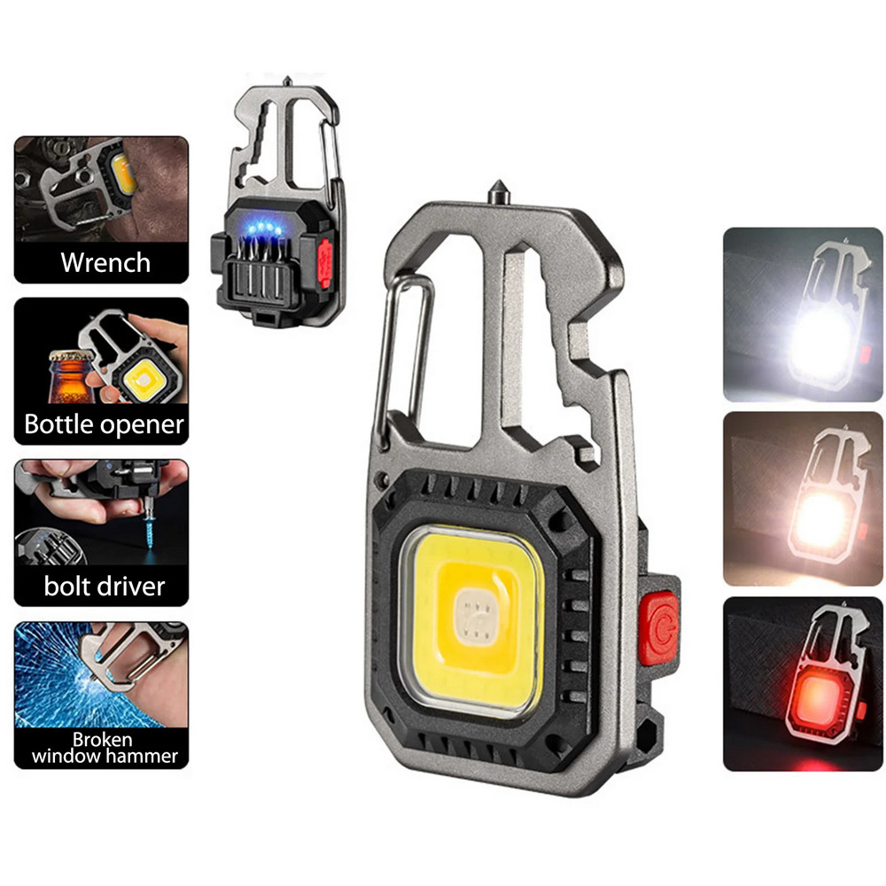 Bright W5138 Tornavida Şişe Açacağı Cam Kıracaklı Type-C Şarjlı Kamp ve Anahtarlık Feneri