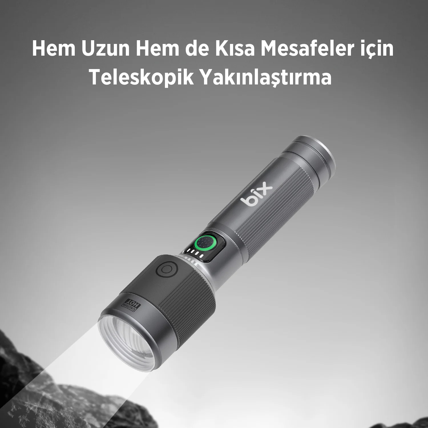 Bix BX2101FL 30W LED Max. 1450 Lümen Uzun Menzilli Şarj Edilebilir Güç Göstergeli ve Çok Modlu Kompakt El Feneri