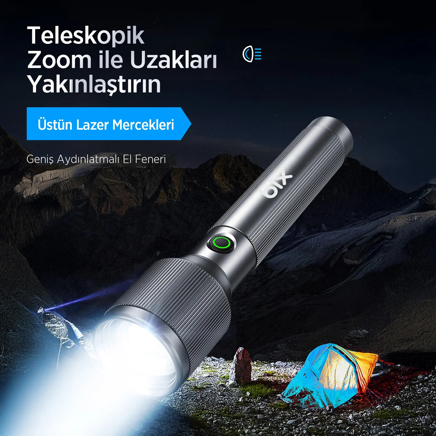 Bix BX2142FL 24W LED Max. 1000 Lümen Parlaklık Uzak Aydınlatma Menzilli Zoom Özellikli Şarj Edilebilir Çok Modlu Kompakt El Feneri
