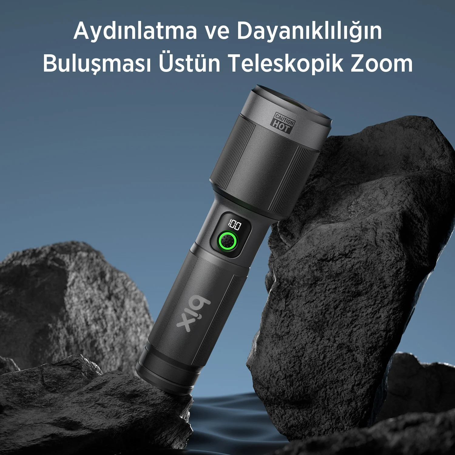 Bix BX5101FL 60W LED Max. 2300 Lümen Parlaklık Uzun Menzilli, Şarj Edilebilir, LED Güç Göstergeli ve Çok Modlu Kompakt El Feneri