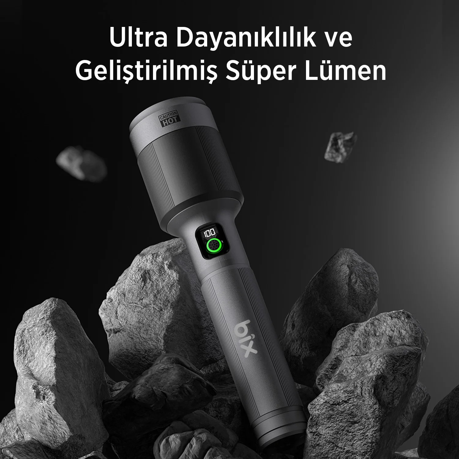 Bix BX5102FL 60W LED Max. 3000 Lümen Parlaklık Uzun Aydınlatma Menzilli Şarj Edilebilir, LED Güç Göstergeli ve Çok Modlu Kompakt El Feneri