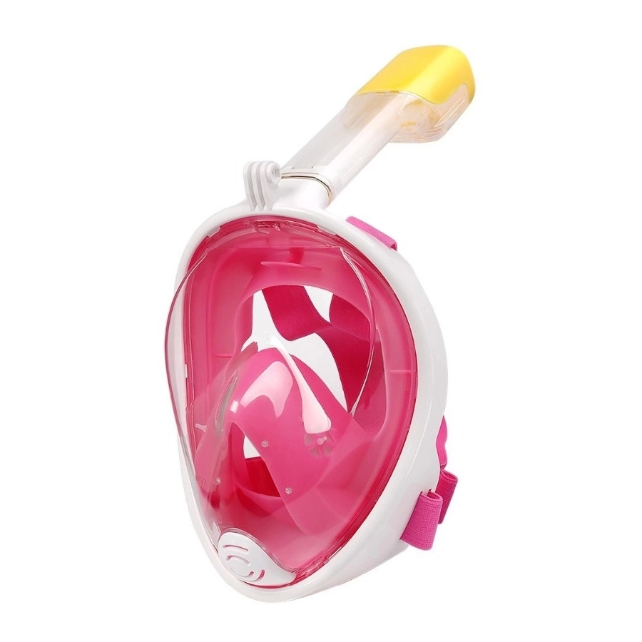 Easybreath Full Face Şnorkel Maske Su Altı Maskesi Anti-Sis Aksiyon Kamera Takılabilir Pembe S/M