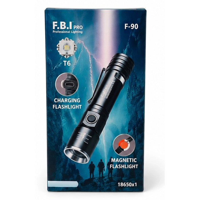 F.B.I F-90 Alüminyum Kaplama Mıknatıslı Şarjlı El Feneri