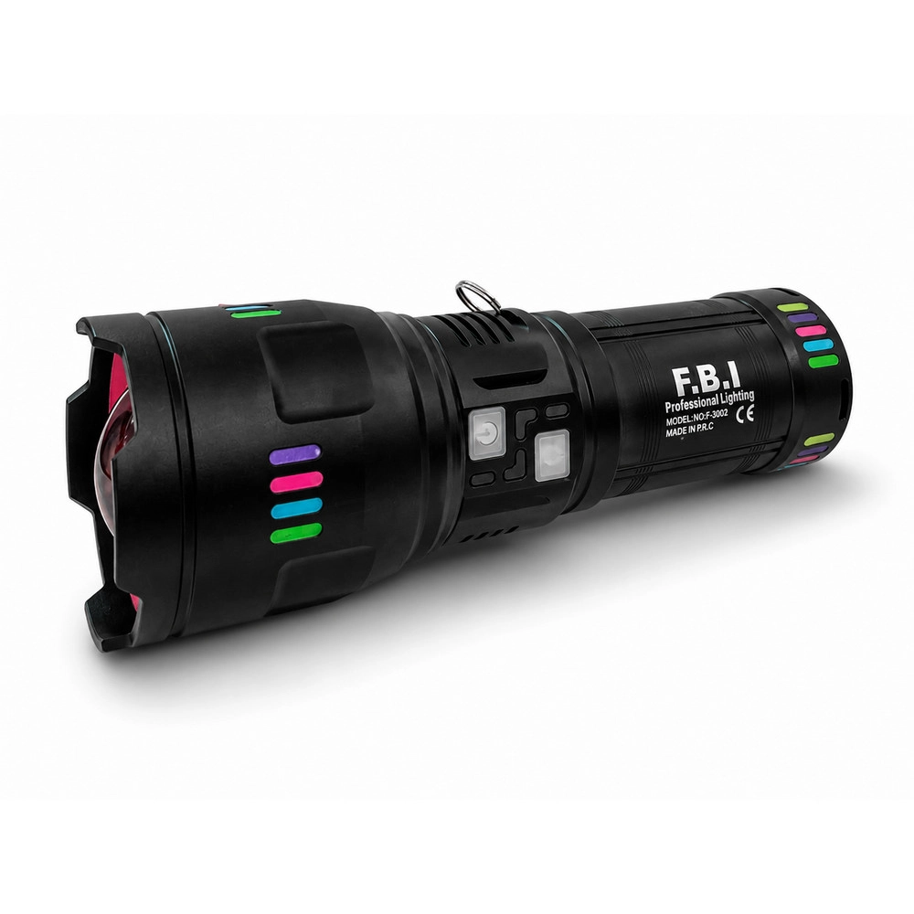 F.B.I Pro F-3002 Alüminyum TG LED El Feneri 1500m Menzilli Gece Şeritli & Type-C Şarjlı El Feneri